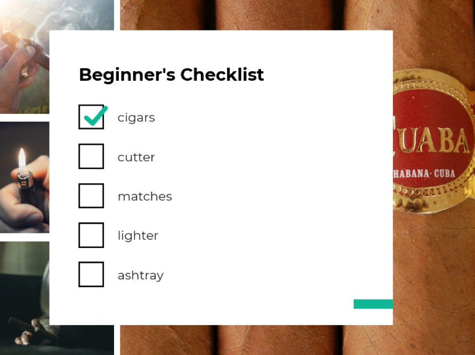 a checklist of things a cigar smoker needs