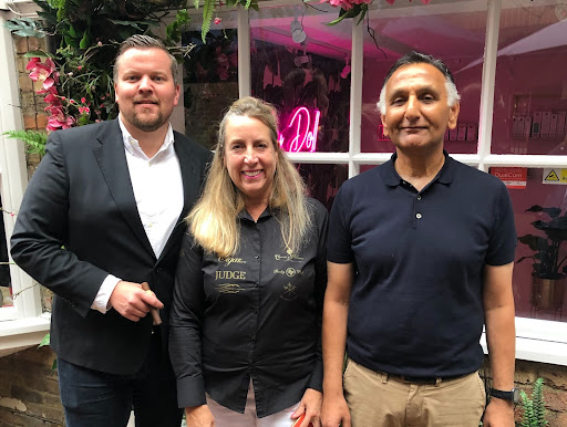 Kolja Kukuk, Sarah Saunders and Paresh Patel at the 2021 Cigar Smoking World Championship.