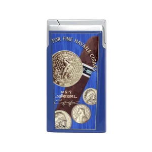 Elie Bleu J-15 Single Jet Flame Lighter ''Medals'' - Blue
