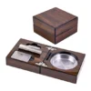 Folding Cigar Ashtray & Cutter – Walnut Finish